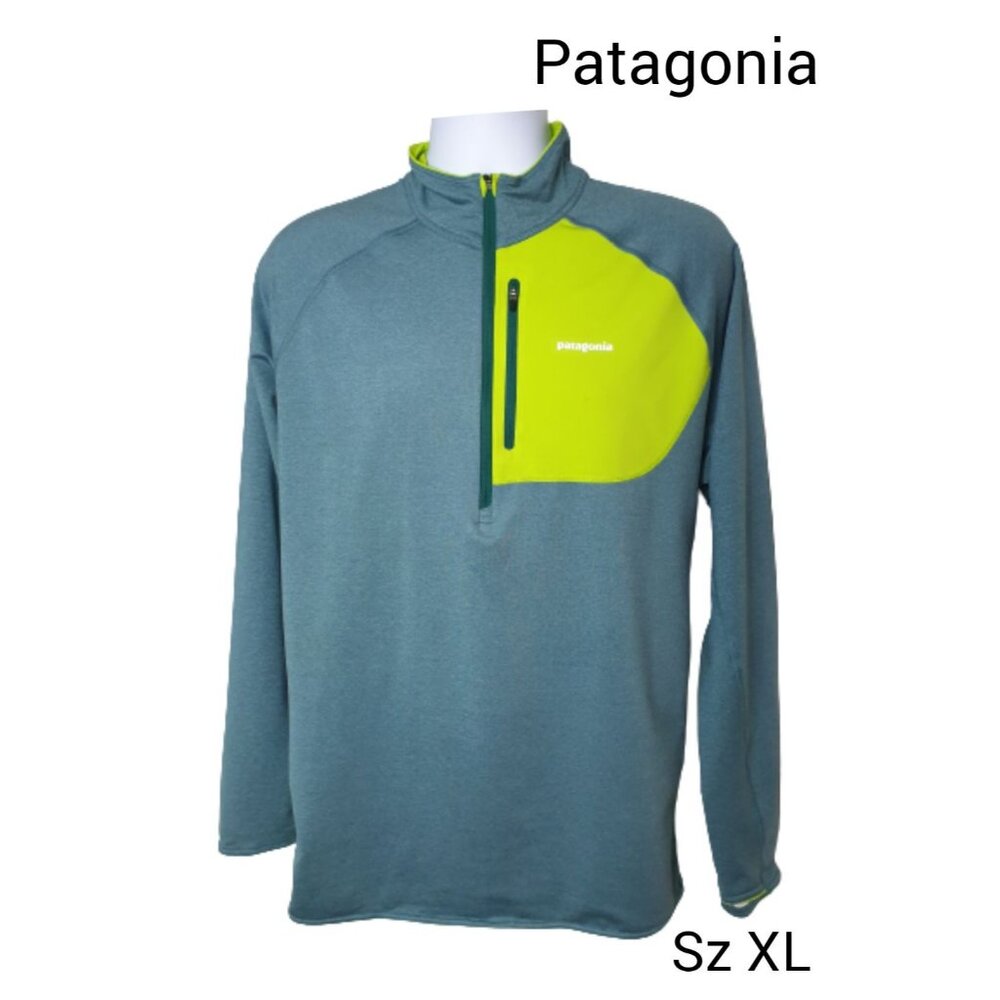 Patagonia Mens XL Quarter-Zip Pullover Blue Speedwork Thumbholes Sporty Athleisu